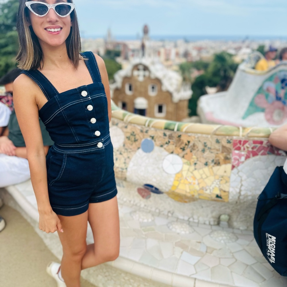Anthropologie Button Front Denim Romper